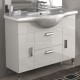 Mobile da Bagno 105 cm Bianco Lucido a Terra con Lavabo e Specchiera