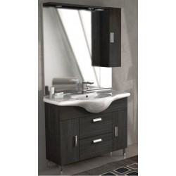 Mobile da Bagno 85 cm Grigio Scuro Venato a Terra con Lavabo e Specchiera