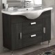 Mobile da Bagno 85 cm Grigio Scuro Venato a Terra con Lavabo e Specchiera