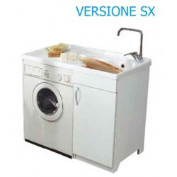 Lavatoio in nobilitato coprilavatrice con vasca in resina - SX - ed asse in plastica L. 107 x P. 60 x H. 91