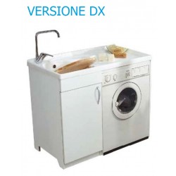 Lavatoio in nobilitato coprilavatrice con vasca in resina - DX - ed asse in plastica L. 107 x P. 60 x H. 91
