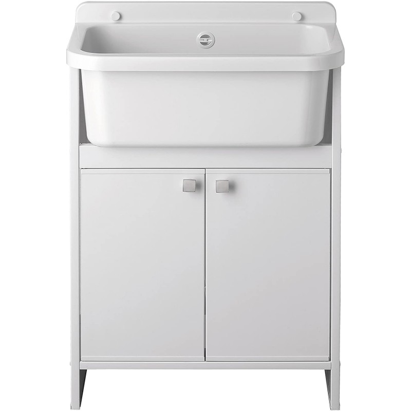 Mobile lavatoio in PVC da esterno/interno misura Larghezza 80 x Profondità  50 cm bianco con vasca in resina - Vendita Online ItaliaBoxDoccia