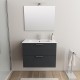 Mobile da bagno Ruby sospeso da 80 cm antracite con specchio lampada led