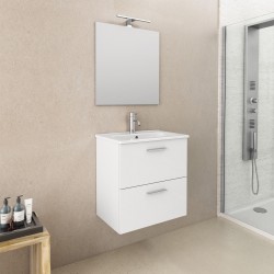 Mobile da bagno Ruby sospeso da 60 cm bianco con specchio lampada led