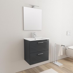 Mobile da bagno Ruby sospeso da 60 cm antracite con specchio lampada led