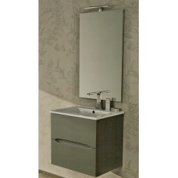 Mobile da Bagno 60 cm Grigio Talpa Sospeso con Lavabo e Specchiera