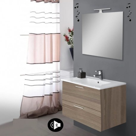 Mobile da bagno Ruby sospeso 80 cm cordoba con specchio lampada led e altoparlante bluetooth