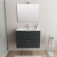 Mobile da bagno Ruby sospeso 80 cm antracite con specchio lampada led e altoparlante bluetooth