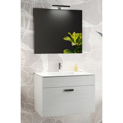 Mobile da bagno Erika sospeso da 60 cm bianco con specchio lampada led