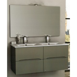 Mobile da Bagno 120 cm Grigio Talpa Sospeso con Doppio Lavabo e Specchiera