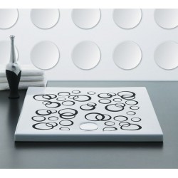 Piatto Doccia Slim con Decoro Sfera 90x90 H 4 cm con Piletta di Scarico diam. 90 mm di Cosmogres