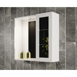 Specchiera bagno bianca 60 x 60 cm ad un'anta a specchio predisposta per illuminazione
