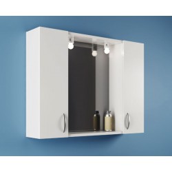 Specchiera bagno bianca 77 x 57 cm a 2 ante predisposta per illuminazione