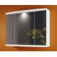 Specchiera contenitore bagno bianca 85 x 66 cm con 2 ante a specchio sui lati e un faretto centrale