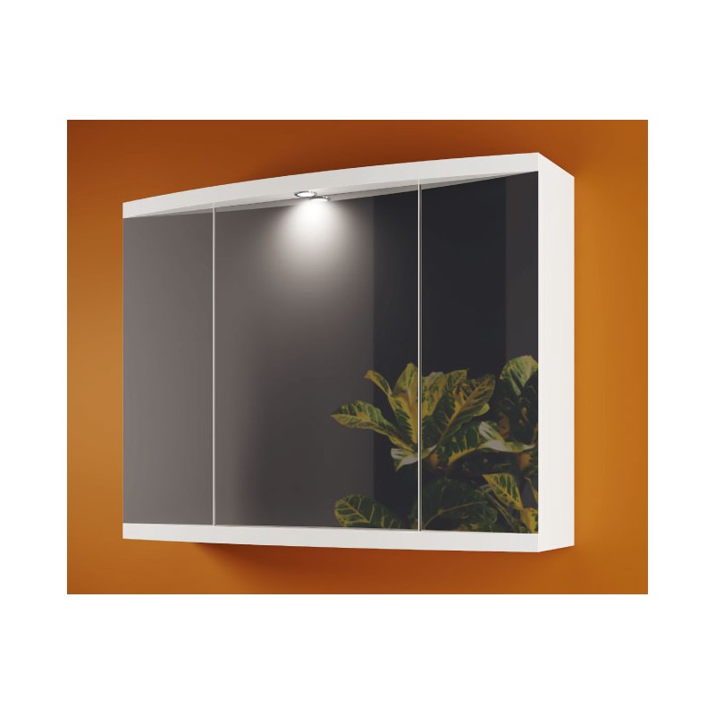 Specchiera contenitore bagno bianca 85 x 66 cm con 2 ante a specchio sui  lati e un faretto centrale - Vendita Online ItaliaBoxDoccia