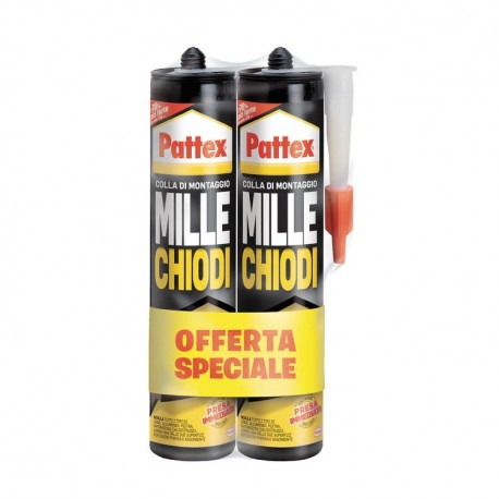 Pattex Millechiodi Forte & Rapido adesivo di montaggio extra forte cartuccia da 2x400g