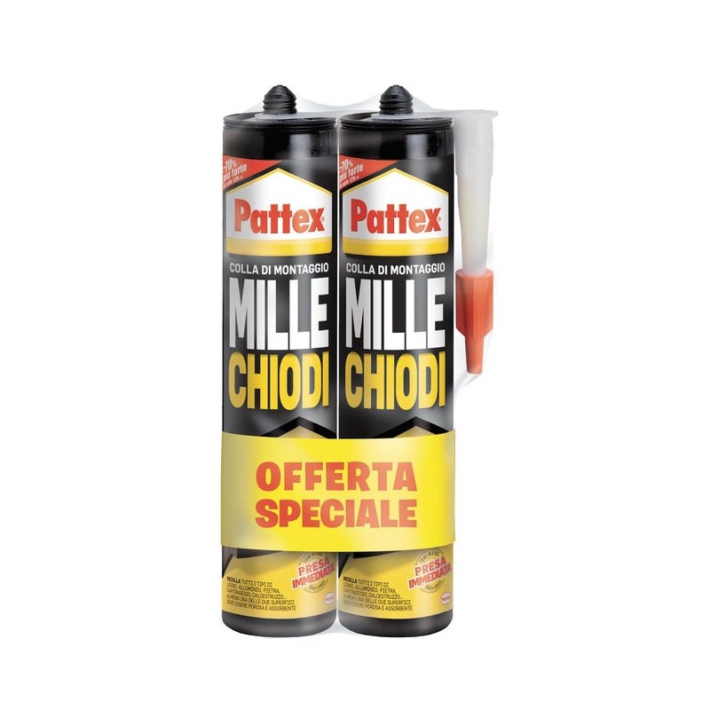 Pattex Millechiodi Forte & Rapido adesivo di montaggio extra forte  cartuccia da 2x400g - Vendita Online ItaliaBoxDoccia