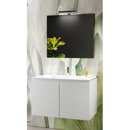 Mobile da bagno Martina sospeso da 90 cm bianco con specchio lampada led