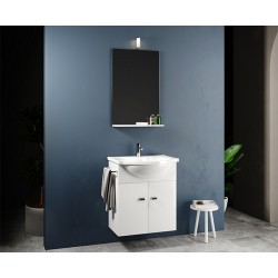 Mobile da bagno Mimosa Salvaspazio da 57 cm bianco con specchio e mensolina