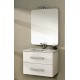 Mobile da Bagno 75 cm Bianco Lucido con Lavabo e Specchiera