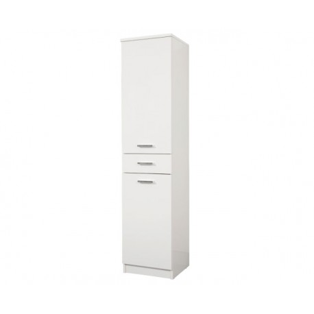 Mobile Multiuso Colonna Singola 34 x 150 cm 2 ante 1 cassetto in legno bianco verniciato