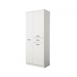 Mobile Multiuso Colonna Doppia 60 x 150 cm 3 ante 1 cassetto in legno bianco verniciato