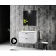 Mobile da bagno Miriam sospeso 80 cm bianco con specchio lampada led e altoparlante bluetooth