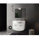 Mobile bagno sospeso Irice da 85 cm con lavabo, specchio + applique integrata e altoparlante bluetooth in finitura Bianco