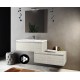 Mobile bagno sospeso Sun da 90 cm con Base Portalavabo + Cassettiera e Specchio con lampada led e Altoparlante bluetooth