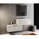 Mobile bagno sospeso Sun da 90 cm con Base Portalavabo + Cassettiera e Specchio con lampada led e Altoparlante bluetooth