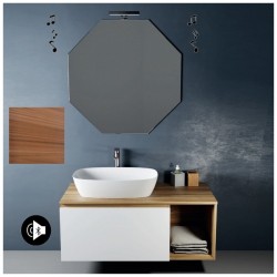 Mobile da bagno completa portuna noce/bianco opaco con specchiera e applique a led larghezza 105 cm + altoparlante bluetooth