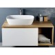 Mobile da bagno completa ROVERE TRANCIATO/BIANCO opaco con specchiera e applique a led larghezza 105 cm + altoparlante bluetooth