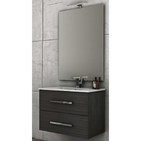 Mobile da Bagno 75 cm Grigio Scuro Venato con Lavabo e Specchiera