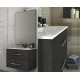 Mobile da Bagno 75 cm Grigio Scuro Venato con Lavabo e Specchiera