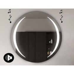 Specchio da Bagno tondo con Altoparlante Bluetooth e Disegno Sabbiato Retroilluminato led 20W art. spe214