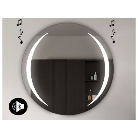 Specchio da Bagno tondo con Altoparlante Bluetooth e Disegno Sabbiato Retroilluminato led 20W art. spe214