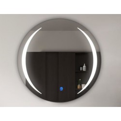 Specchio Bagno Tondo Su Misura Filo Lucido con disegno sabbiato Retroilluminante led 20W e pulsante touch integrato art. 103