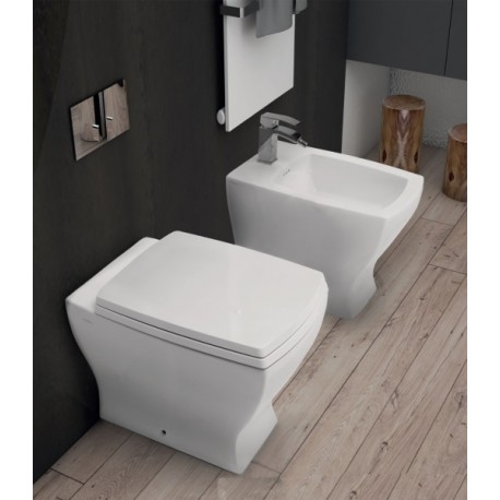 Sanitari Jazz di Artceram Filomuro Vaso + Bidet in Ceramica Bianco Lucido