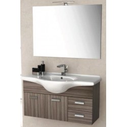 Mobile da Bagno Sospeso 85 cm Larice con Lavabo e Specchiera