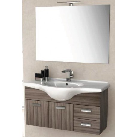 Mobile da Bagno Sospeso 85 cm Larice con Lavabo e Specchiera