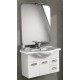 Mobile da Bagno 105 cm Bianco Lucido con Lavabo e Specchiera