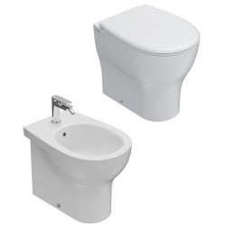 Sanitari Grace di Globo Vaso Senza Brida con Scarico Traslato  + Bidet Multi in ceramica bianco lucido