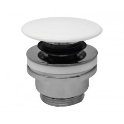 Piletta Click Clack UNIVERSALE In Ottone Cromato Con Tappo In Ceramica Bianco Lucido 1"1/4 per lavabo o bidet