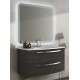 Mobile da Bagno Sospeso 75 cm Grigio Scuro Finitura Venata con Lavabo e Specchiera 