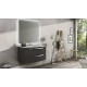 Mobile da Bagno Sospeso 75 cm Grigio Scuro Finitura Venata con Lavabo e Specchiera 