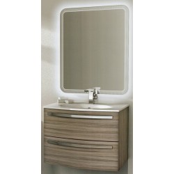 Mobile da Bagno Sospeso 75 cm James Larice con Lavabo e Specchiera 