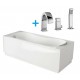 Vasca da bagno 70x170 cm con telaio con 2 pannelli modello calypso di Novellini + batteria miscelatore level paffoni lec040cr