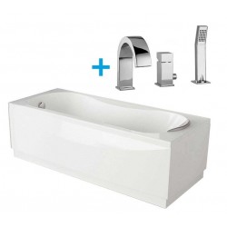 Vasca da bagno 70x170 cm con telaio con 2 pannelli modello calypso di Novellini + batteria miscelatore level paffoni lec040cr