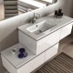 Mobile da Bagno Sospeso 100 cm Bianco con Base Portalavabo e Cassettiera