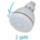 Soffione tondo a 2 getti in abs cromato e grigio chiaro 1/2 - ø 8 cm